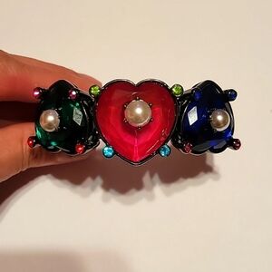 Betsey‎ Johnson Chunky Heart Cuff Bracelet 80s Punk Goth Grunge